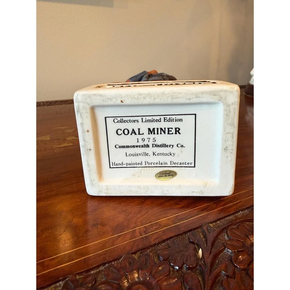 Vintage 1975‎ Coal Miner Decanter, King Coal Bourbon Bottle, Porcelain Figural